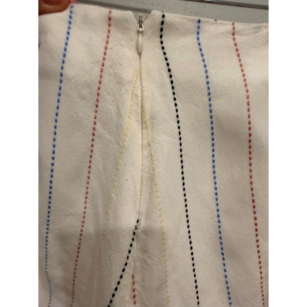Me To We PacSun Linen Blend O-Ring Wrap Skort White Rainbow Embroidered Stripe L - Picture 8 of 8